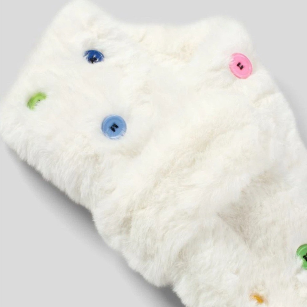 Halara Women White Faux Fur Decorative Button Scarf Winter Warm Snuggly One Size - Picture 4 of 8